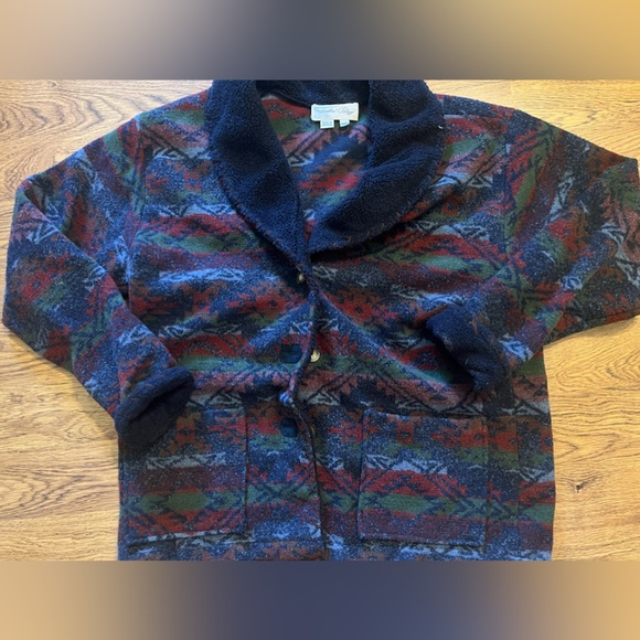 Tasha Polizzi aztec native Sherpa Blanket Mountaineer Coat xxl western jacket - Picture 2 of 4